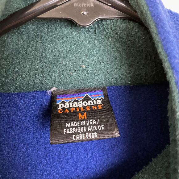 Vtg Patagonia Mens Capilene 1/4 Zip Long Sleeve Pullover M Blue Fleece Outdoors - Picture 8 of 9